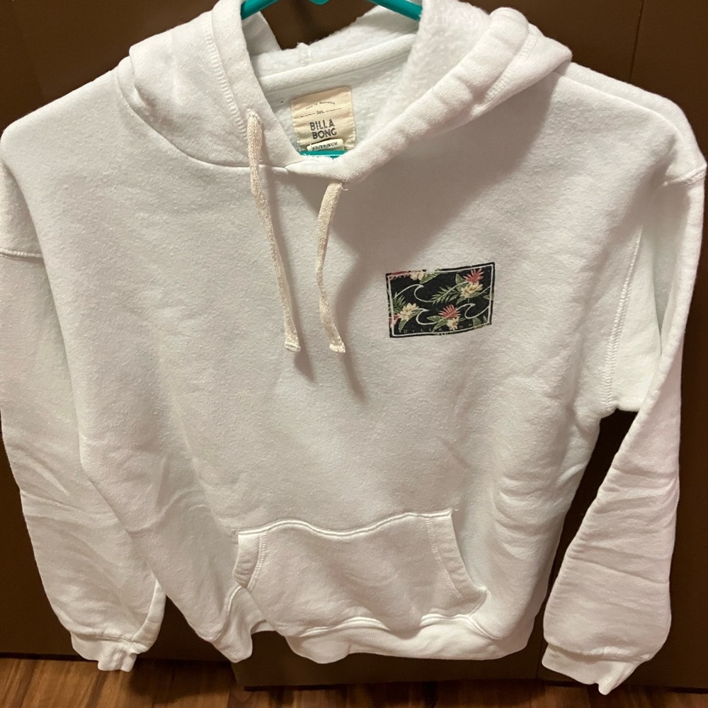 Billabong White Hoodie with Graphic Patch Women’s size S